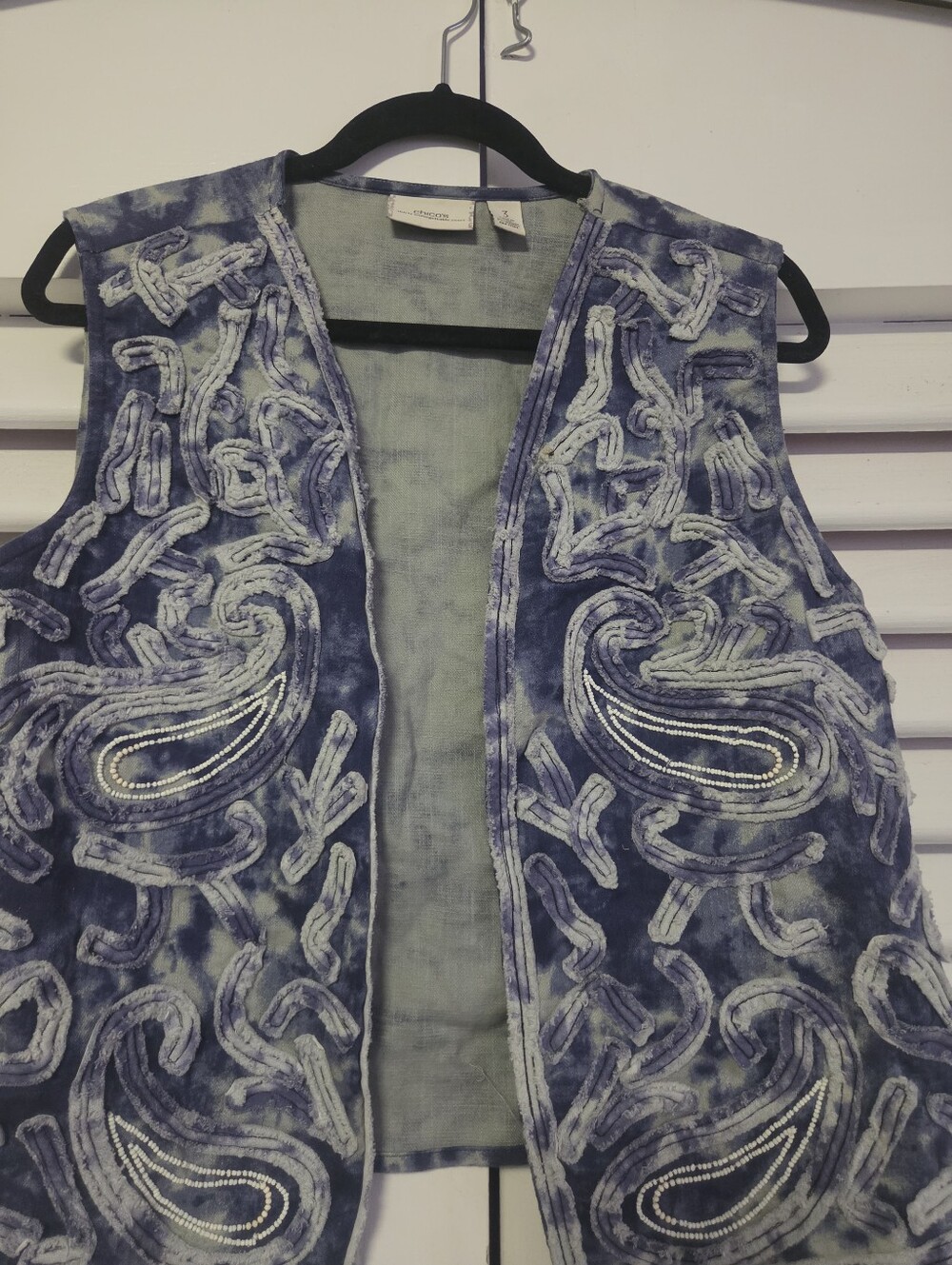 Chico's Embroidered Purple Velvet Vest